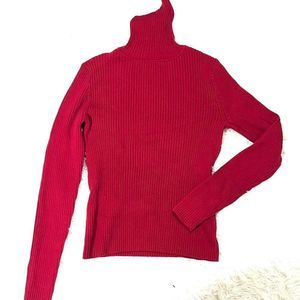 00s Y2K‎ Gap Stretch Red ribbed turtleneck sweater